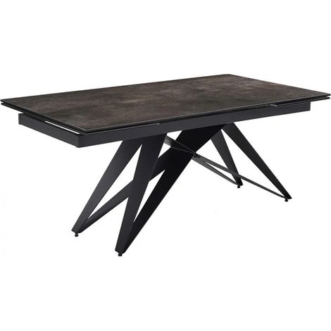 Table extensible 160/240 cm céramique gris vieilli pied géométrique - MAINE 03 (1/5)