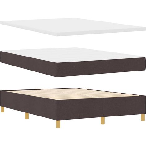 Cama Box Spring vidaXL con colchón y banco Marrón Oscuro 160x200 cm Tela (1/5)