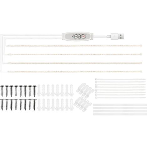 Bandes lumineuses LED pour la croissance des plantes d'intérieur, rouge 3000K, alimentation USB, 4 niveaux de luminosité, cycle de 24 heures (1/5)