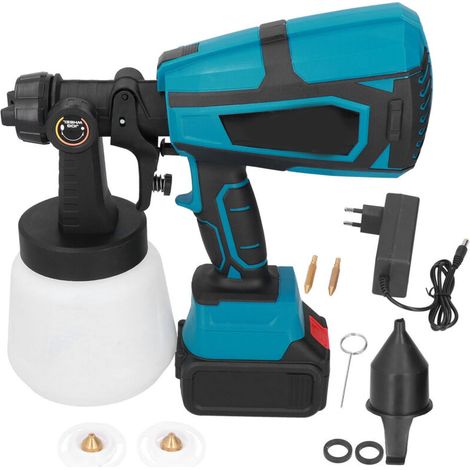 Pistola pulverizadora de pintura inalámbrica recargable, pistola pulverizadora de pintura eléctrica inalámbrica con depósito de pintura de 1000 ml de capacidad.