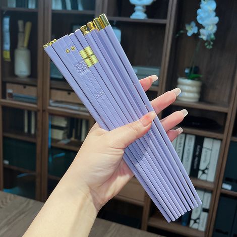 5 paires de baguettes en fibre de verre violet, réutilisables, lavables au lave-vaisselle, adaptées à un usage domestique et hôtelier (24 cm) (1/5)
