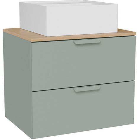 Mobile bagno sospeso con lavabo da appoggio quadrato Verde salvia L60 cm – AVORELI