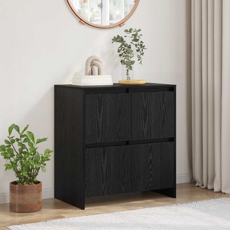 Buffet 4 portes avec rangement, bois d’ingénierie, chêne noir, 70 x 41 x 75 cm - PANGIVO (1/5)