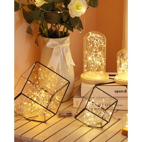 Guirlande Lumineuse,Girlande de Lumière 5M 50LED Guirlandes Lumineuses Piles Mini Led Intérieur pour Chambre Noël Mariage Soirée Maison Jardin,Blanc Chaud  (2PCS)