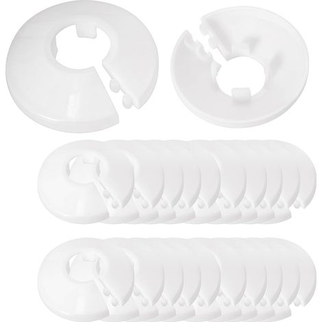 Lot de 20 rosettes de tuyau de chauffage, 12 mm (il y a quatre tailles différentes) rosettes simples pour tuyaux de radiateur, couvercle de tuyaux de chauffage en polypropylène, cache-tuyaux, convient (1/5)