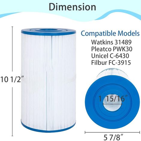 Filterkartusche aus Vliesstoff für Schwimmbäder, Whirlpools und Spas – Kompatibel mit PWK30, 31489, 71825-x