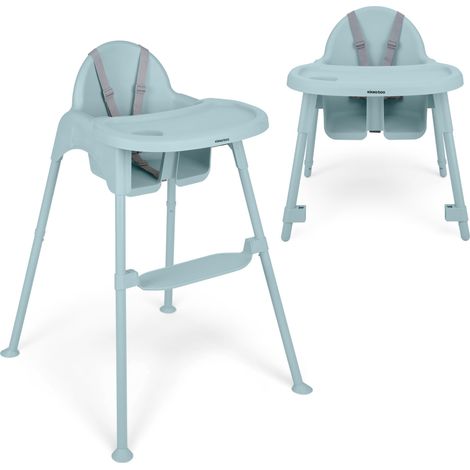 Chaise Haute Bébé 2 en 1 OATY, Chaise de Repas Convertible pour Enfants jusqu'à 15 kg, Double Plateau Réglable avec Porte-Gobelet, Harnais 5 Points, Repose-Pieds Réglable, Bleu (1/5)