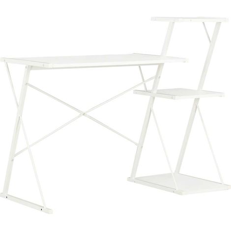 vidaXL Escritorio con estantería blanco 116x50x93 cm (1/5)