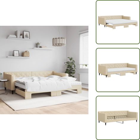 Doppelbett - vidaXL Tagesbett Ausziehbar mit Matratzen Creme 90x200 cm Stoff - Matratze
