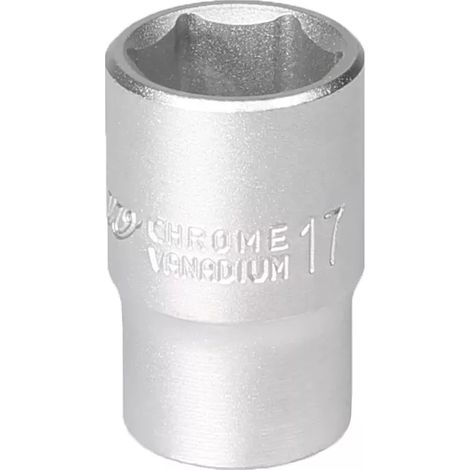 Steckschlüssel 1/2 Zoll, 6-Winkel, 17 mm, Chrom-Vanadium-Stahl (CRV)