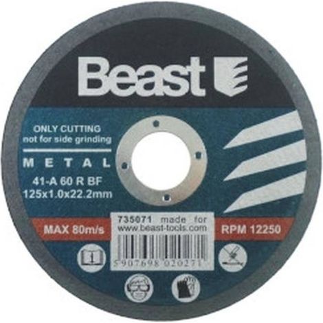 Disque de Coupe 125 x 1 x 22.2 mm - Métal Q - Précision et Performance - Haute résistance - Beast