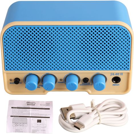 2-Kanal-E-Gitarrenverstärker mit Clean- und Overdrive-Sound, Bluetooth-AUX-Eingang, Himmelblau (1/5)