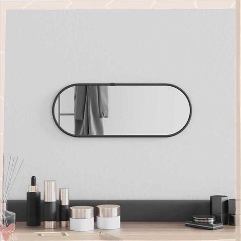 Miroir mural - VINGVO - 348202 - Noir - Ovale 40x15 cm - Cadre PVC (1/5)