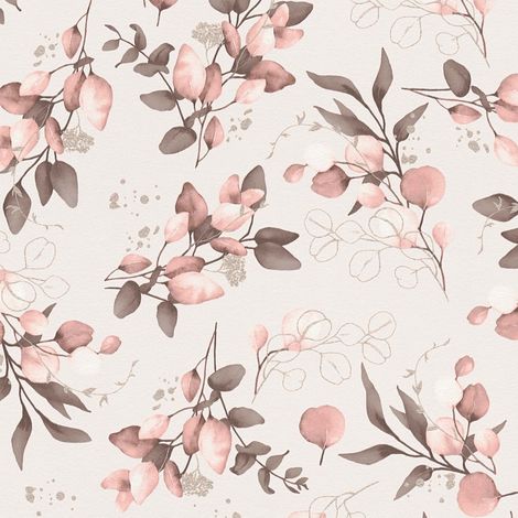 Papier peint fleur rose, fond crème B397681 (1/4)