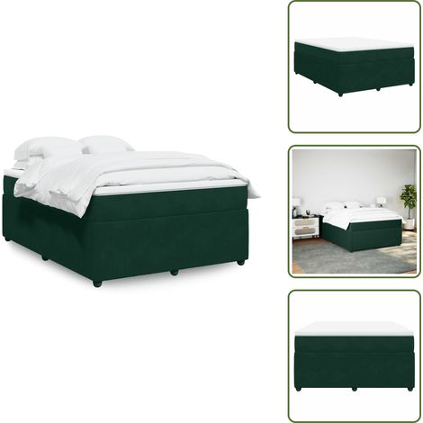 Materasso con molle - vidaXL Giroletto a Molle con Materasso Verde Scuro 140x200 cm Velluto - Letto a molle