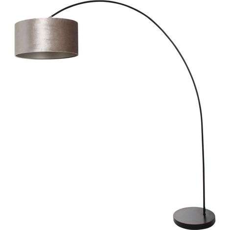 Mexlite - lampadaire - Solva - noir - métal tissu - lampe arquée (1/4)