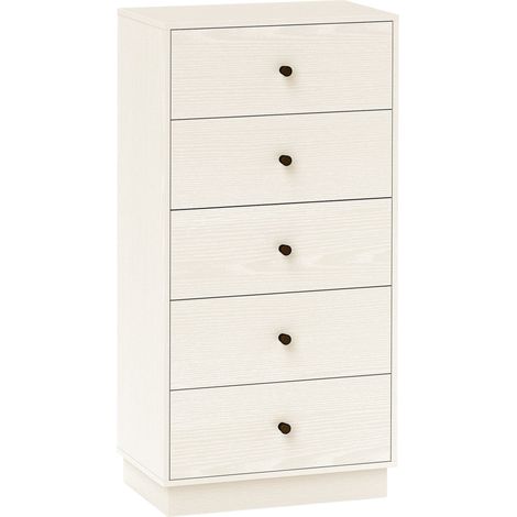 Cómoda de 5 cajones alta y estrecha 47 x 29 x 95 cm ahorradora de espacio segura moderna elegante de tablero de partículas crema 210001666 (1/4)