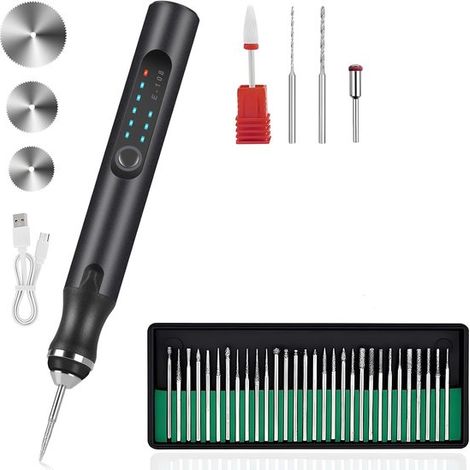 Elektrischer Gravierstift – Kabelloses Graviergerät – Schmuckpersonalisierung – USB-aufladbar – 18 x 10 x 8 cm – Silber (1/5)