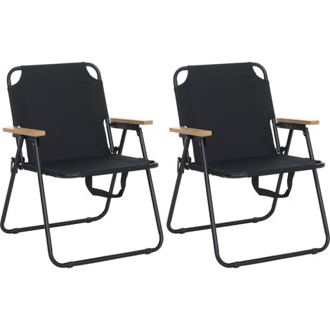 Lot de 2 chaises de camping HWC-Q43, chaises de jardin, de balcon ou de loisirs, pliables, en bambou (1/5)