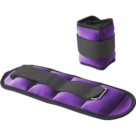 2 Stück 0,5 kg schwere Knöchel- und Handgelenkbandagen, verstellbare Samtbänder für Yoga, Fitness, Rehabilitation und Joggen (Lila) (1/5)