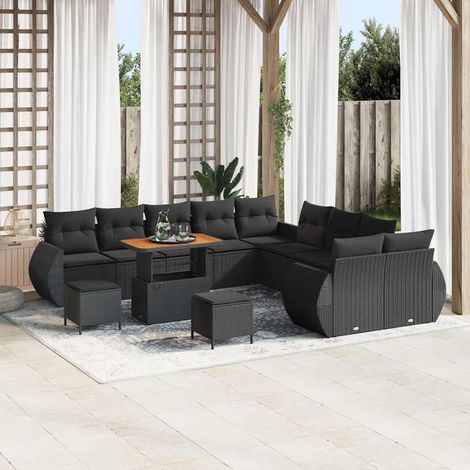 Conjunto de sofás de jardín 13 pcs Negro ratán sintético vidaXL (1/5)