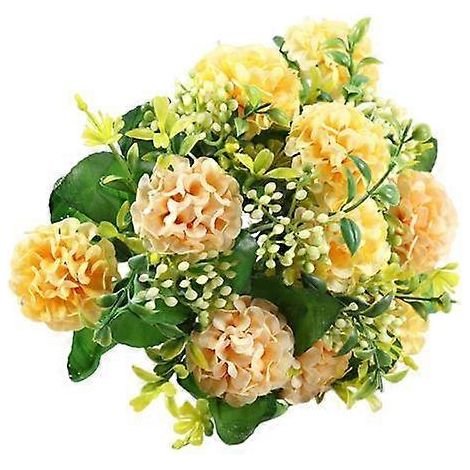Fleurs artificielles en soie, chrysanthèmes réalistes, faciles d'entretien, pour un bouquet de mariage. Petites fleurs en bouquet.Champagne (1/5)