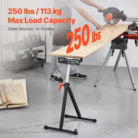 Servante à Rouleaux Lot de 2 Support à Rouleau Pliable Capacité Charge 113 kg Hauteur Réglable 685,8-1092,2 mm avec Tête à Rouleau… (1/5)