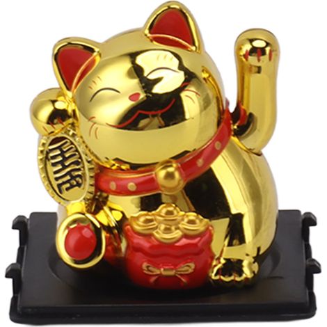 Statuette de chat porte-bonheur solaire de 5 cm (2 pouces) aux couleurs vives et ravissantes, idéale pour décorer la réception, les voitures et les ouvertures de commerces.