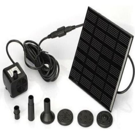Pompe solaire pour fontaine 7 V 1,2 W – Débit 200 l/h – Hauteur de refoulement 110 cm – 6 buses, jet personnalisable (1/5)
