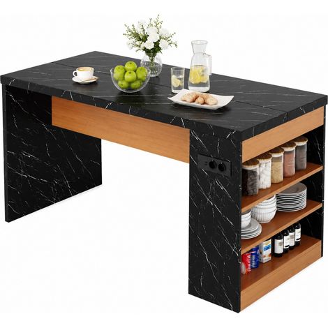 Kücheninsel 155 x 80 x 90 cm mit LED-Beleuchtung, Steckdosen und USB (1/5)