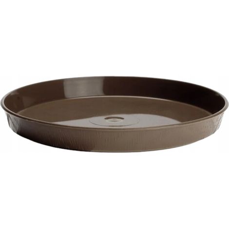 Supporto effetto legno per vaso da fiori da 14 cm. Leggero, resistente al gelo, di colore marrone. (1/3)