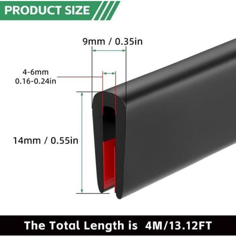 Boudins 4m Protection Bord De Tole, 4mm-6mm Joint Caoutchouc en U, EPDM Joint Bord De Tole, Joint en U Pour tôle, Portes de Voiture