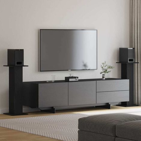 Lautsprecherständer 2 pcs Schwarz Eichen-Optik 30 x 30 x 80 cm