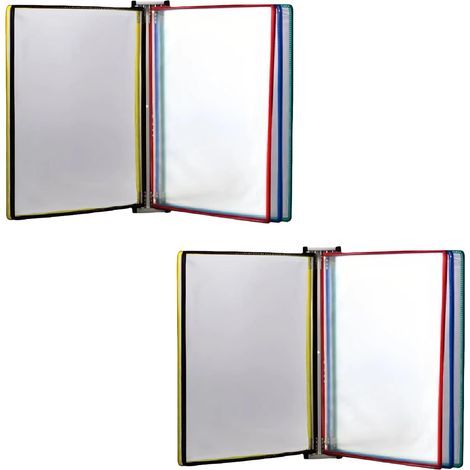 2 - Porte-documents Muraux - Organiseur A4 - 5 Pochettes Transparentes - Rangement Documents - Bureau École Commerce - Multicolore - 33x23cm (1/5)