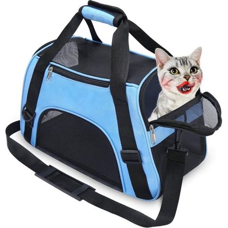 Sac de transport pour chat, idéal pour voyager avec des animaux de compagnie, confortable, portable et pliable. (1/5)