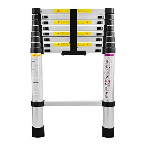 Naizy – Échelle télescopique 2.6M en aluminium – Charge maximale 150 kg – 12 échelons – Pliable et portable – Hauteur déployée 380 cm (1/5)