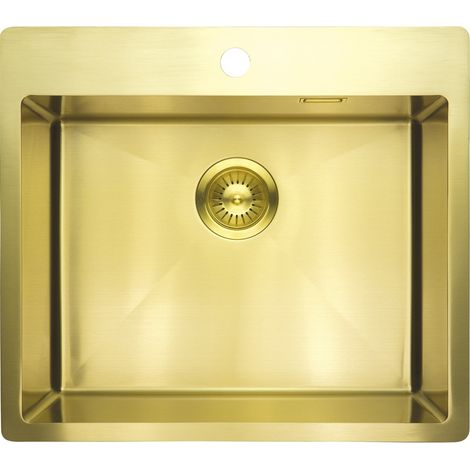 Lavello per piano cucina in acciaio inox 550 x 505 in colore oro spazzolato Deante ZPOR10B  Oro Spazzolato