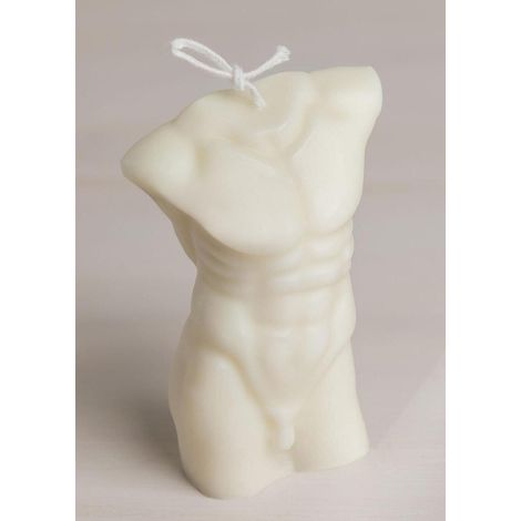 Vela Decorativa Torso Hombre sin Aroma Combustión 7 horas BLANCO alto 9,8cm - SpazioLuzio