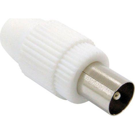 Conector tv macho recto blanco