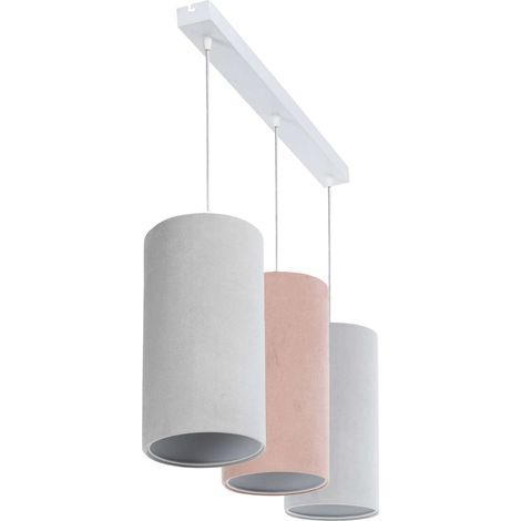 Suspension enfant tissu pastel lumière douce chambre fille - rose poudré et beige crème