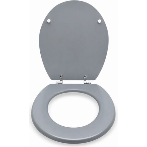 Sedile Copriwater Universale MDF Grigio Satinato Con Cerniere Acciaio 94102