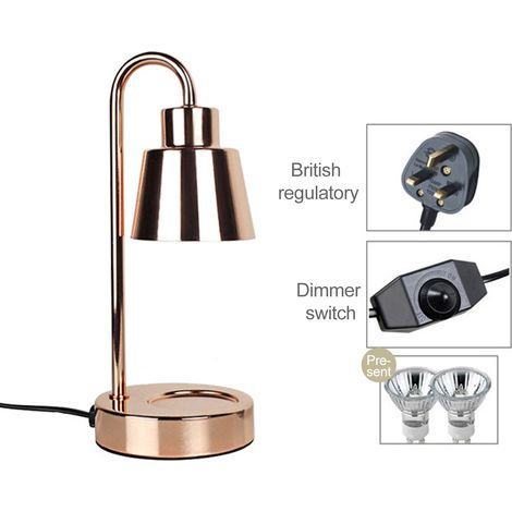 Lampe de Table chauffe-bougie dorée multifonctionnelle rétro, cire fondue à intensité variable pour chambre à coucher, salon, étude (1/5)