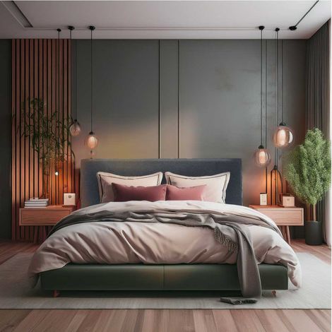 Tête de lit largeur 160 x 80 cm tissu couleur Gris sombre (1/5)