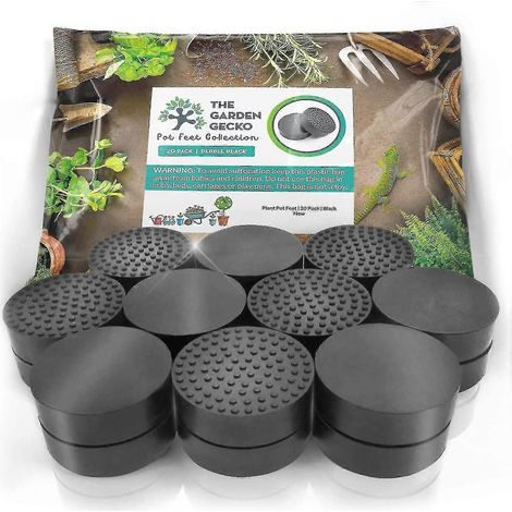 2024 The Garden Gecko Pieds de pot invisibles pour pots de plantes et fleurs d'extérieur Rehausseurs de pot en caoutchouc solide avec surface antidérapante améliorée Paquet de 20.