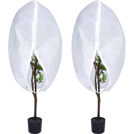 (Lot de 2, 80 x 100 cm) Voile de protection contre le gel pour plantes, housses de protection hivernales pour plantes d'extérieur, sacs en polaire po (1/5)