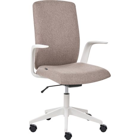 Silla de oficina funcional tapizado de poliéster reposabrazos y reposacabezas ajustables función de bloqueo ajuste de altura base giratoria respaldo reclinable marrón Captain (1/5)