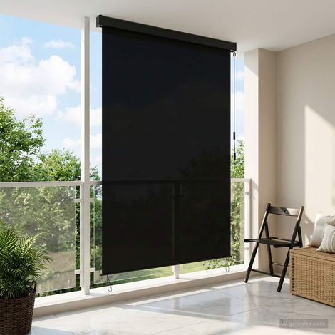 vidaXL Tenda a rullo Nero 120 x 250 cm Tessuto e Alluminio