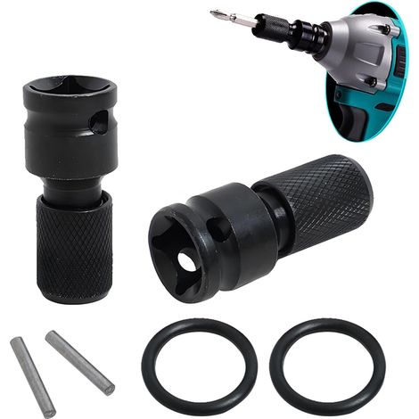 Set di adattatori per bussole in 2 pezzi, convertitore da mandrino quadro da 1/2" a esagonale da 1/4", chiave a cricchetto e portainserti per cacciavite a sgancio rapido, compatibile con il fai da te 