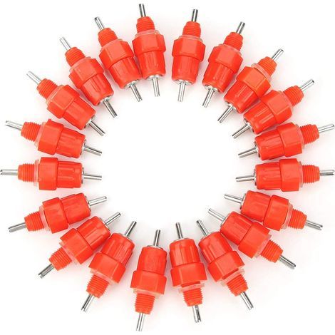 20pcs Automatique Tétine Abreuvoir Poule Volaille Poulet Canard Poule Distributeur d'eau Le Style Vis à Vis élevage Alimentation du Bétail Abreuver équipement RougeÉquipement pour bétail (1/5)