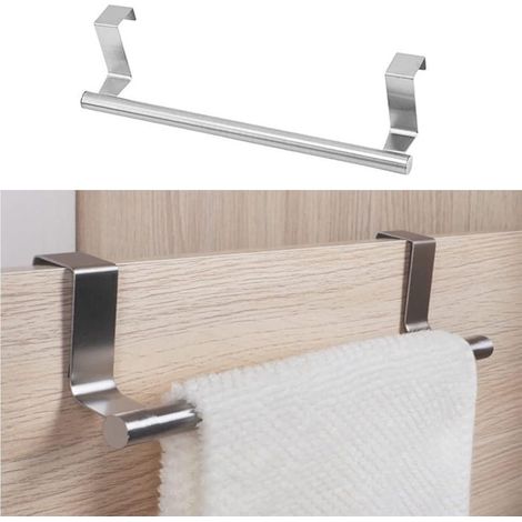 Porte-serviettes à suspendre à la porte, sans perçage, en acier inoxydable, antidérapant - 23,5 cm (1/4)